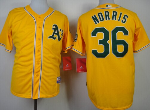 Oakland Athletics #36 Derek Norris Yellow Jersey