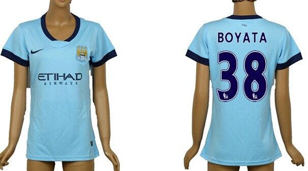 2014/15 Manchester City #38 Boyata Home Soccer AAA+ T-Shirt_Womens