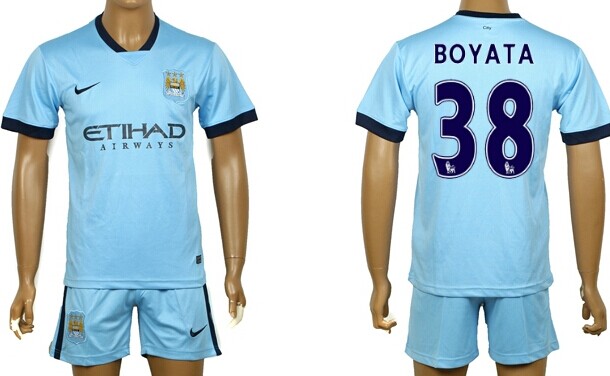2014/15 Manchester City #38 Boyata Home Soccer Shirt Kit
