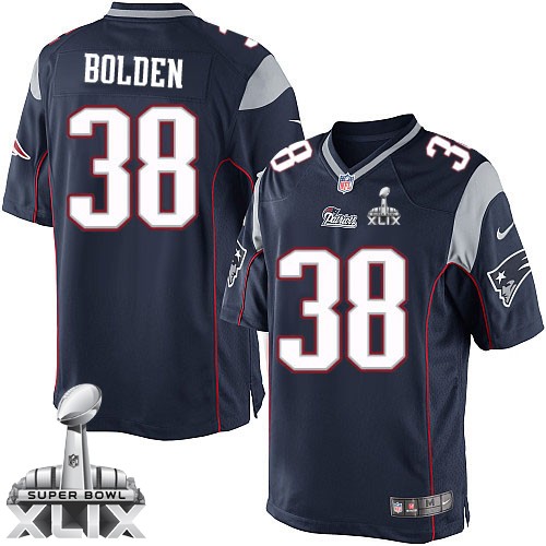Nike New England Patriots #38 Brandon Bolden 2015 Super Bowl XLIX Blue Game Jersey