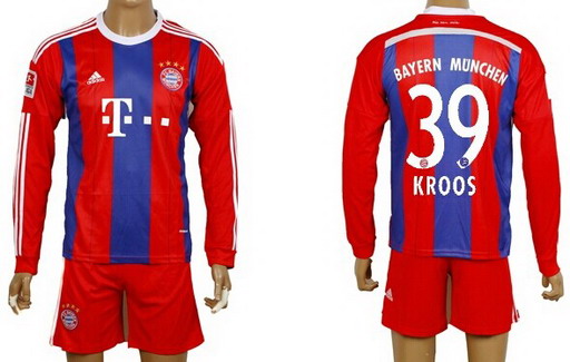 2014/15 Bayern Munchen #39 Kroos Home Soccer Long Sleeve Shirt Kit