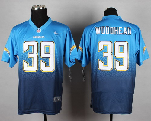 Nike San Diego Chargers #39 Danny Woodhead Light Blue/Navy Blue Fadeaway Elite Jersey