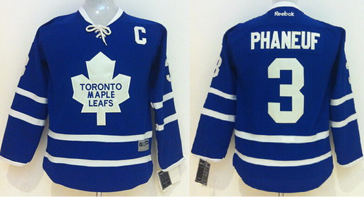 Toronto Maple Leafs #3 Dion Phaneuf Blue Kids Jersey