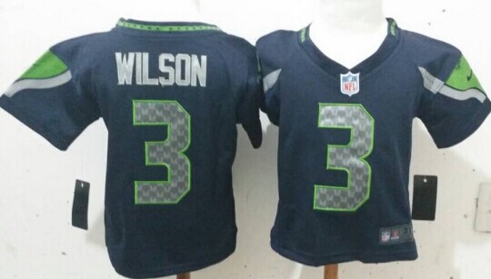Nike Seattle Seahawks #3 Russell Wilson Navy Blue Toddlers Jersey