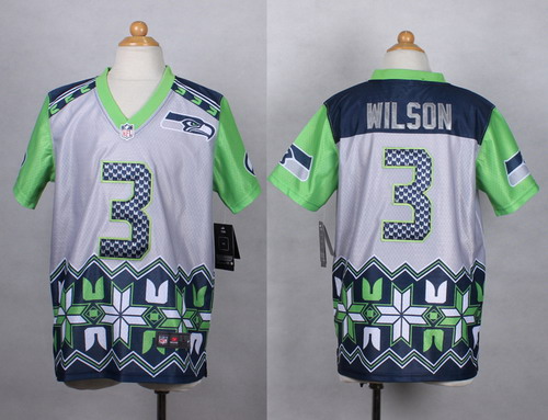Nike Seattle Seahawks #3 Russell Wilson 2015 Noble Fashion Kids Jersey