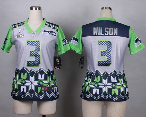 Nike Seattle Seahawks #3 Russell Wilson 2015 Super Bowl XLIX Noble Fashion Womens Jersey
