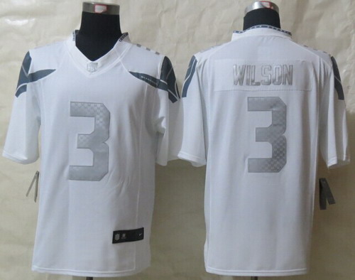 Nike Seattle Seahawks #3 Russell Wilson Platinum White Limited Jersey