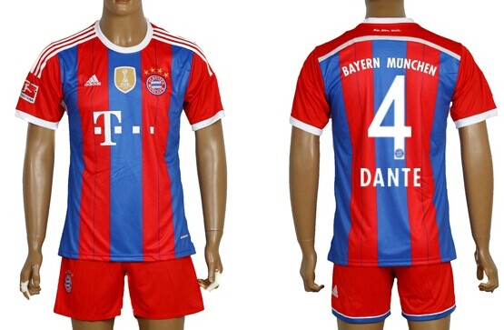 2014/15 Bayern Munchen #4 Dante Home Soccer Shirt Kit