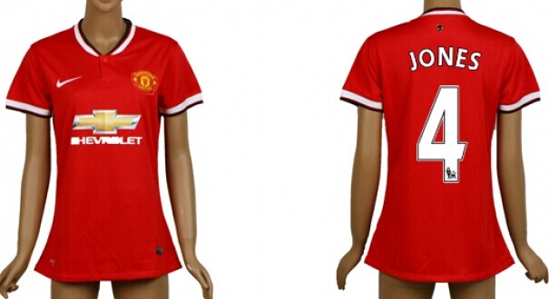 2014/15 Manchester United #4 Jones Home Soccer AAA+ T-Shirt_Womens