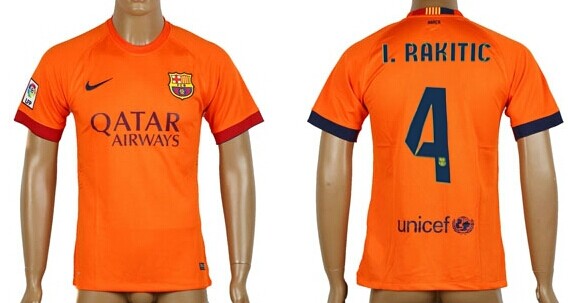 2014/15 FC Bacelona #4 I.Rakitic Away Soccer AAA+ T-Shirt