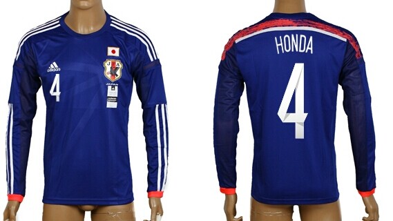 2014 World Cup Japan #4 Honda Home Soccer Long Sleeve AAA+ T-Shirt