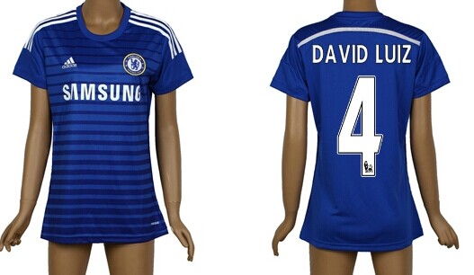 2014/15 Chelsea FC #4 David Luiz Home Soccer AAA+ T-Shirt_Womens