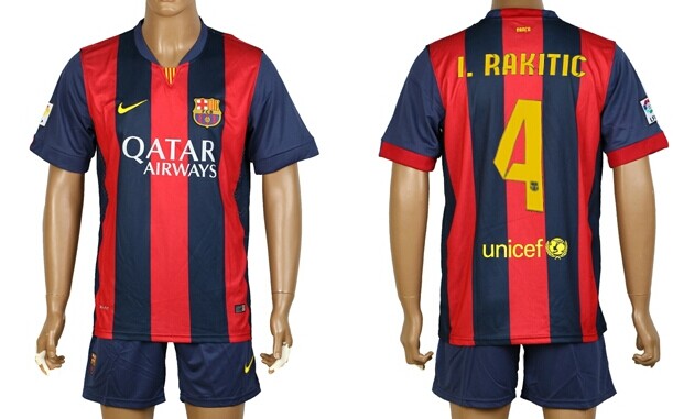 2014/15 FC Bacelona #4 I.Rakitic Home Soccer Shirt Kit