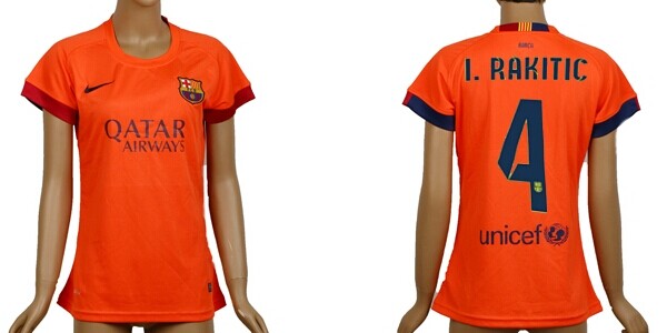 2014/15 FC Bacelona #4 I.Rakitic Away Soccer AAA+ T-Shirt_Womens