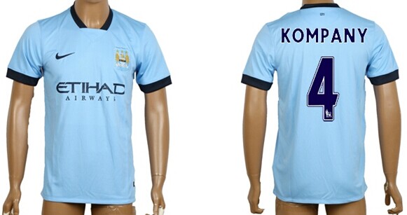 2014/15 Manchester City #4 Kompany Home Soccer AAA+ T-Shirt