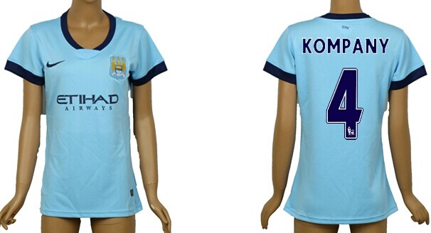 2014/15 Manchester City #4 Kompany Home Soccer AAA+ T-Shirt_Womens