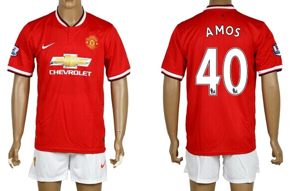 2014/15 Manchester United #40 Amos Home Soccer Shirt Kit