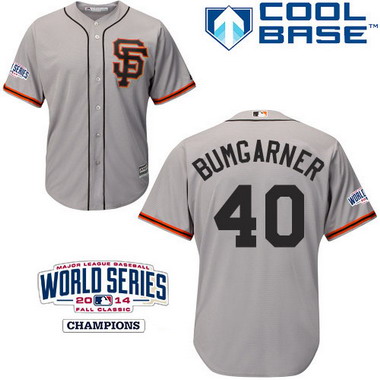 San Francisco Giants #40 Madison Bumgarner 2014 World Series Gray SF Edition Jersey