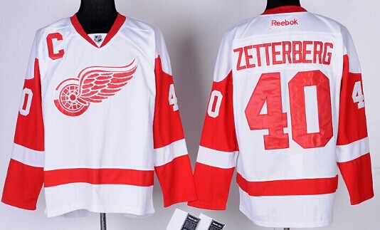Detroit Red Wings #40 Henrik Zetterberg White Jersey
