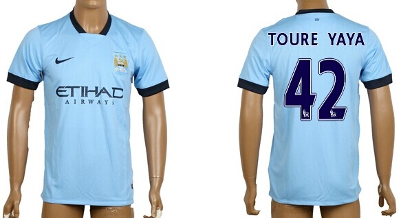 2014/15 Manchester City #42 Toure Yaya Home Soccer AAA+ T-Shirt