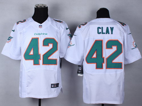 Nike Miami Dolphins #42 Charles Clay 2013 White Elite Jersey