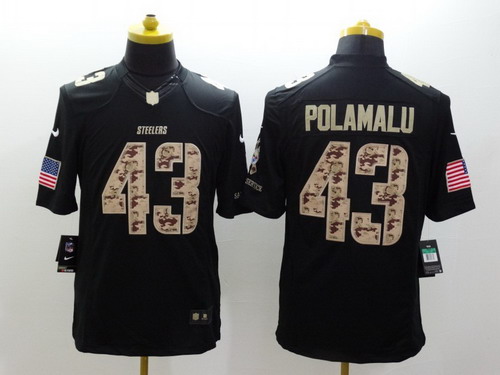 Nike Pittsburgh Steelers #43 Troy Polamalu Salute to Service Black Limited Jersey