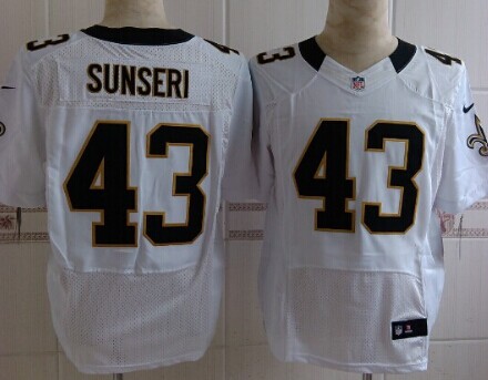 Nike New Orleans Saints #43 Vinnie Sunseri White Elite Jersey