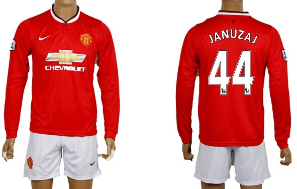 2014/15 Manchester United #44 Januzaj Home Soccer Long Sleeve Shirt Kit