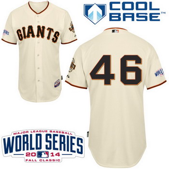 San Francisco Giants #46 Santiago Casilla 2014 World Series Cream Jersey