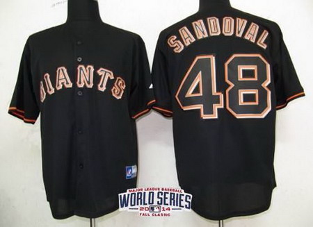 San Francisco Giants #48 Pablo Sandoval 2014 World Series Black Jersey