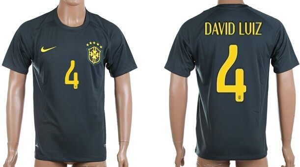 2014 World Cup Brazil #4 David Luiz Second Away Black Soccer AAA+ T-Shirt