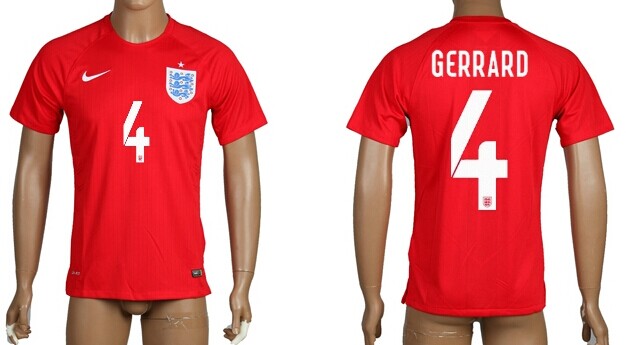 2014 World Cup England #4 Gerrard Away Soccer AAA+ T-Shirt