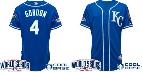 Kansas City Royals #4 Alex Gordon 2014 World Series 2014 Blue Jersey