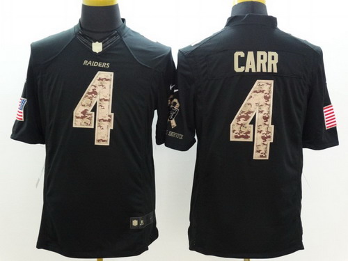 Nike Oakland Raiders #4 Derek Carr Salute to Service Black Limited Jersey