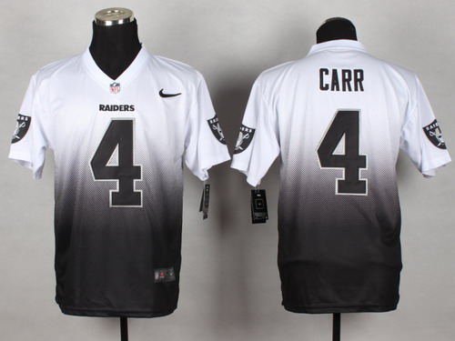 Nike Oakland Raiders #4 Derek Carr White/Black Fadeaway Elite Jersey