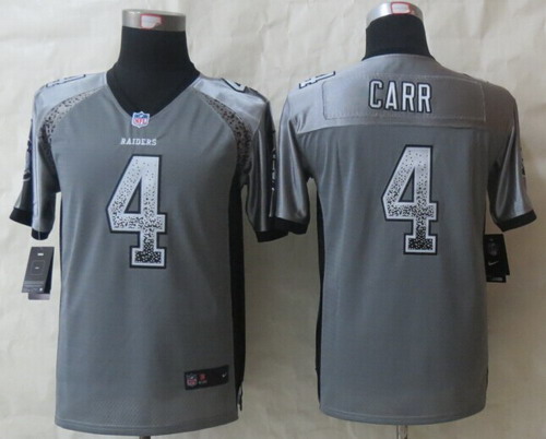 Nike Oakland Raiders #4 Derek Carr 2013 Drift Fashion Gray Kids Jersey