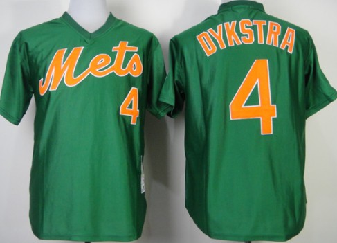 New York Mets #4 Lenny Dykstra 1985 Green Throwback Jersey