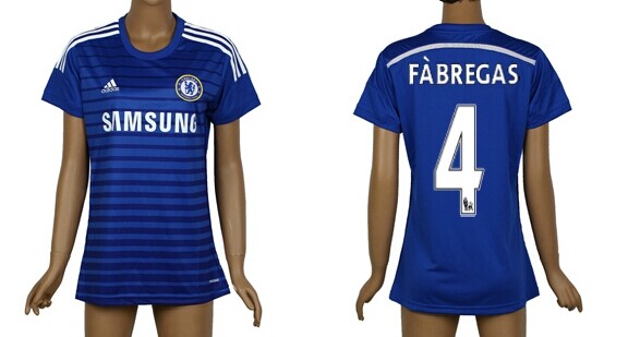 2014/15 Chelsea FC #4 Fabregas Home Soccer AAA+ T-Shirt_Womens