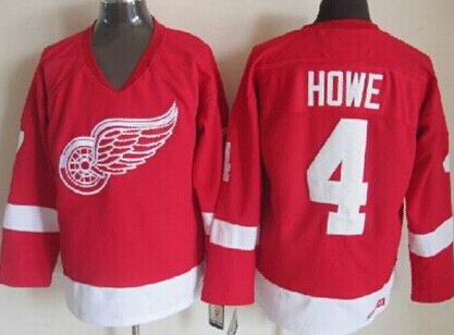 Detroit Red Wings #4 Syd Howe Red Throwback CCM Jersey