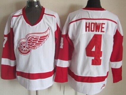 Detroit Red Wings #4 Syd Howe White Throwback CCM Jersey