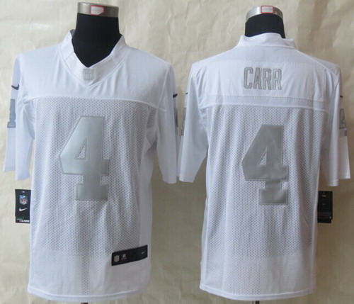 Nike Oakland Raiders #4 Derek Carr Platinum White Limited Jersey