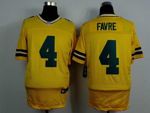 Nike Green Bay Packers #4 Brett Favre Yellow Elite Jersey