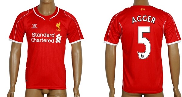 2014/15 Liverpool FC #5 Agger Home Soccer AAA+ T-Shirt