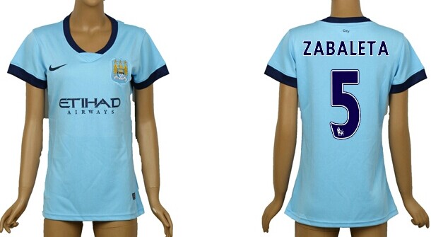 2014/15 Manchester City #5 Zabaleta Home Soccer AAA+ T-Shirt_Womens
