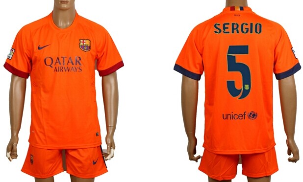 2014/15 FC Bacelona #5 Sergio Away Soccer Shirt Kit