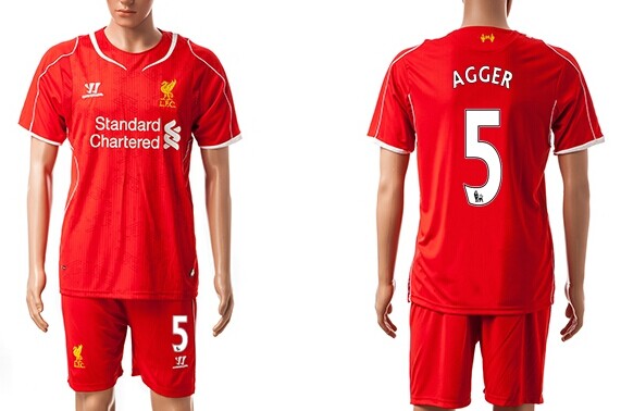 2014/15 Liverpool FC #5 Agger Home Soccer Shirt Kit