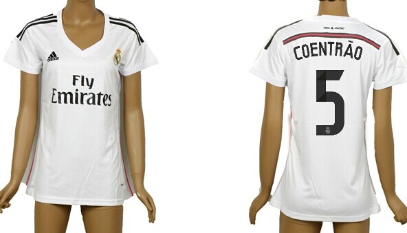 2014/15 Real Madrid #5 Coentrao Home Soccer AAA+ T-Shirt_Womens