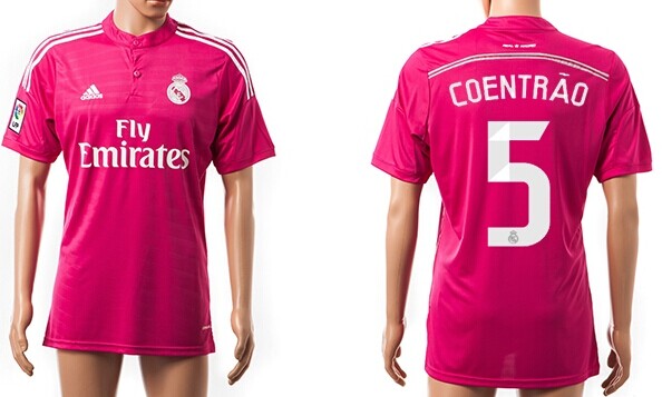 2014/15 Real Madrid #5 Coentrao Away Pink Soccer AAA+ T-Shirt