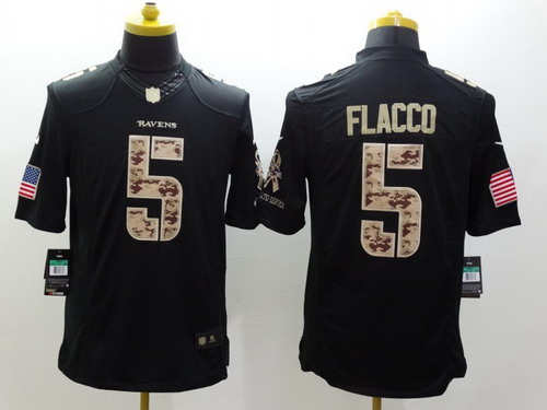 Nike Baltimore Ravens #5 Joe Flacco Salute to Service Black Limited Jersey
