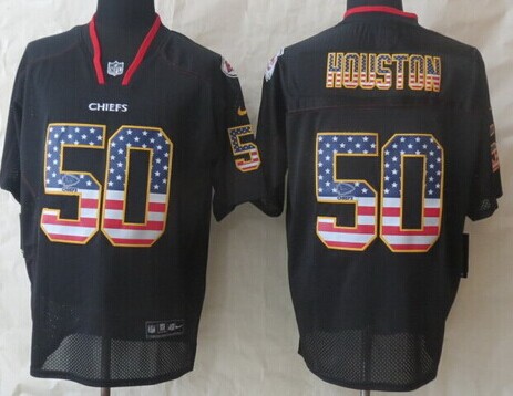 Nike Kansas City Chiefs #50 Justin Houston 2014 USA Flag Fashion Black Elite Jersey
